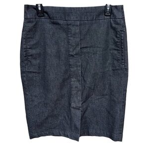 Talbots Size 8 Black Denim Skirt With Front Pockets And Faux Slit